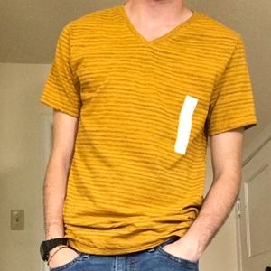 Yellow Striped V-Neck T-shirt NWT